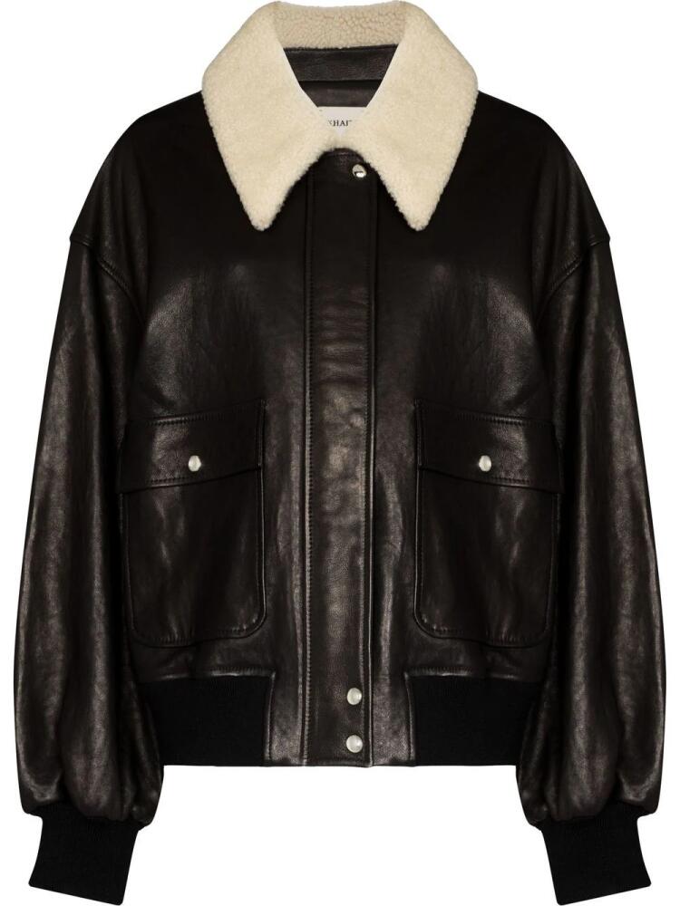 KHAITE shearling-trim collar jacket - Black Cover