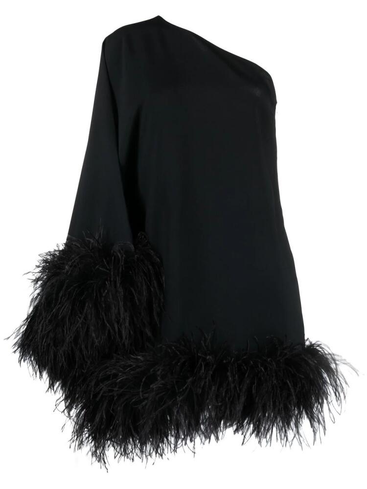 Taller Marmo Piccolo Ubud feather-trim one-shoulder dress - Black Cover