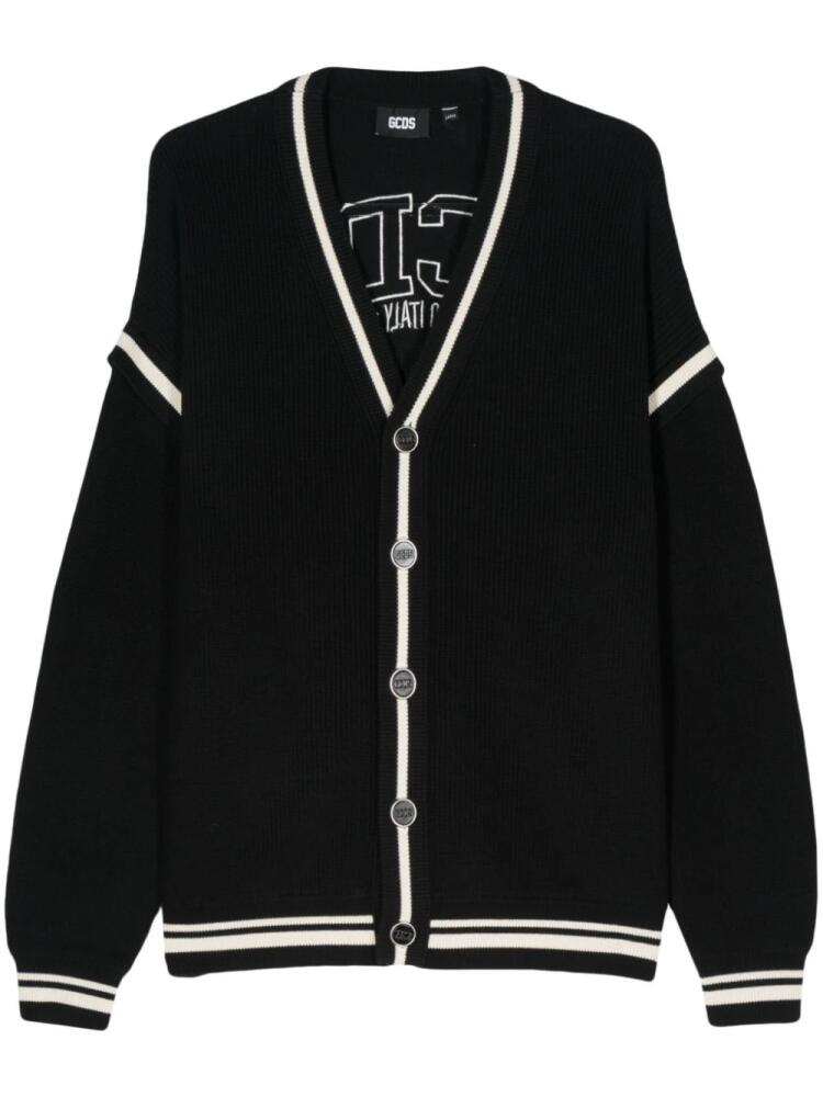 GCDS logo-embroidered cotton cardigan - Black Cover