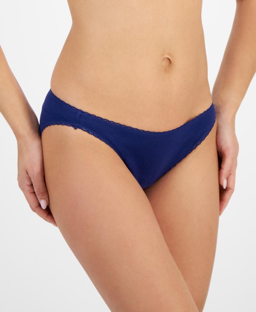 Charter Club Women's Everyday Cotton Bikini Underwear, Created for Macy's - Tartan Blue Cover