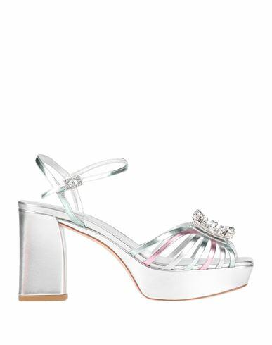 Roger Vivier Woman Sandals Silver Soft Leather Cover