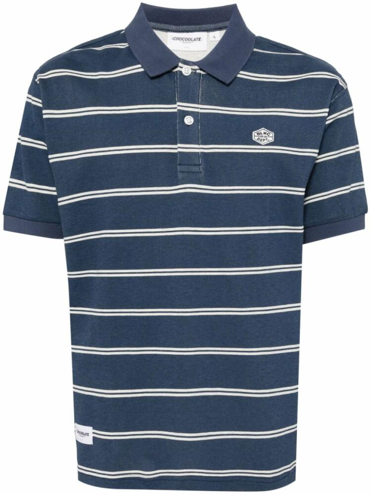 CHOCOOLATE striped cotton polo shirt - Blue Cover