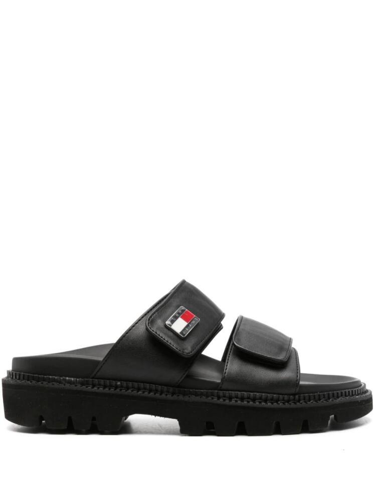 Tommy Jeans logo-plaque padded sandal - Black Cover