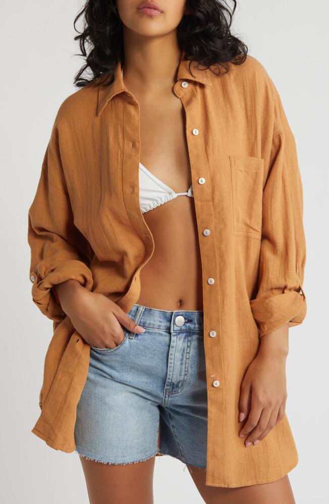 Rip Curl Premium Linen Button-Up Blouse in Toffee Cover