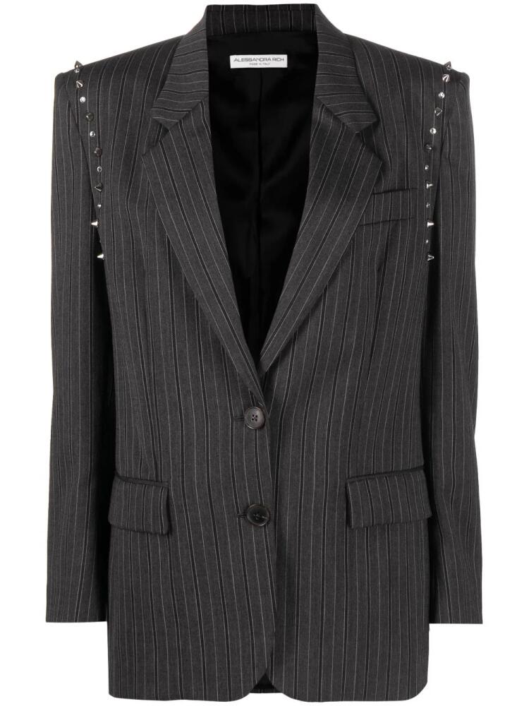 Alessandra Rich striped single-breasted wool blazer - Grey Cover