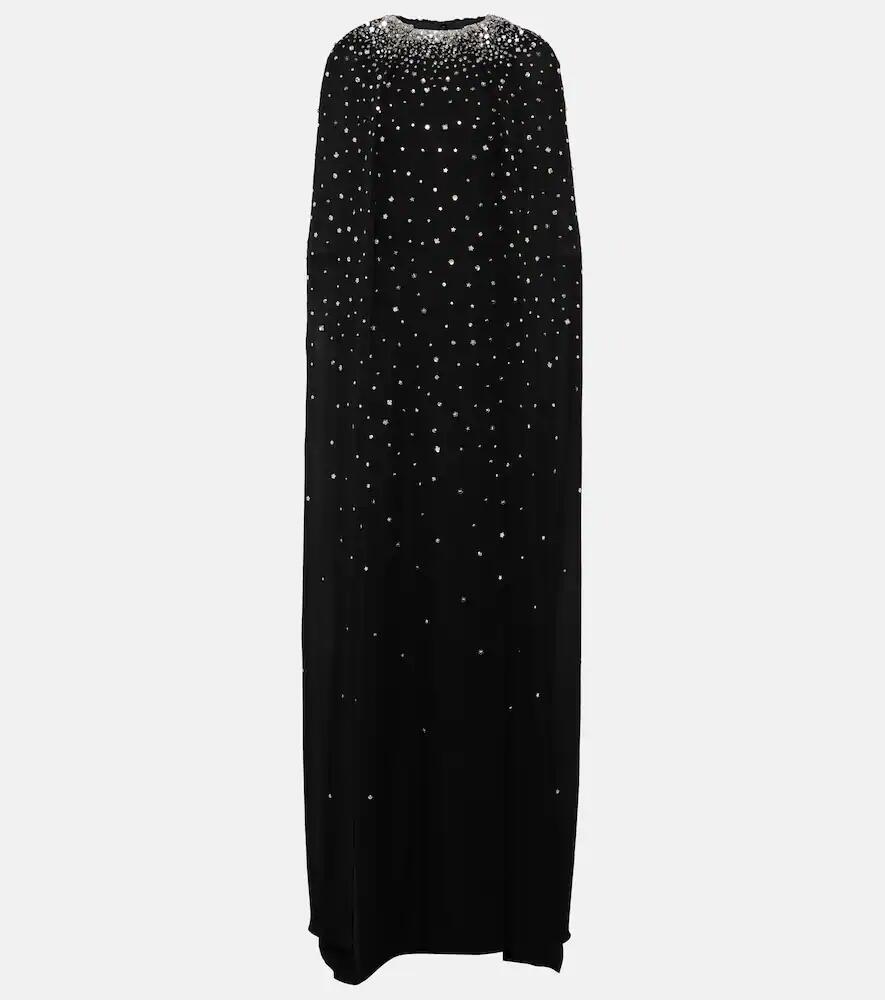 Monique Lhuillier Caped crystal-embellished silk gown Cover