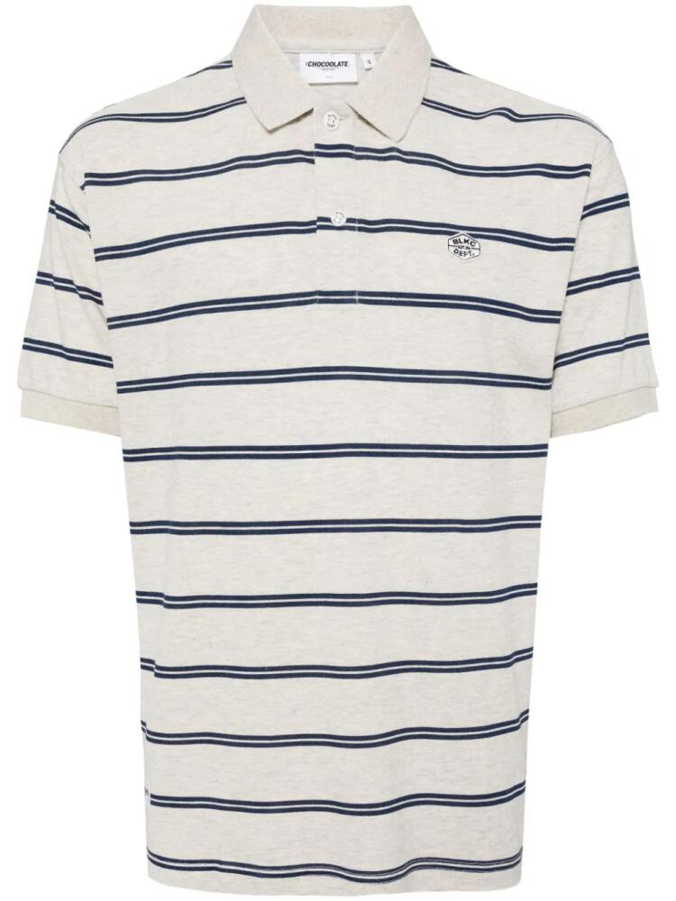 CHOCOOLATE striped cotton polo shirt - Grey Cover