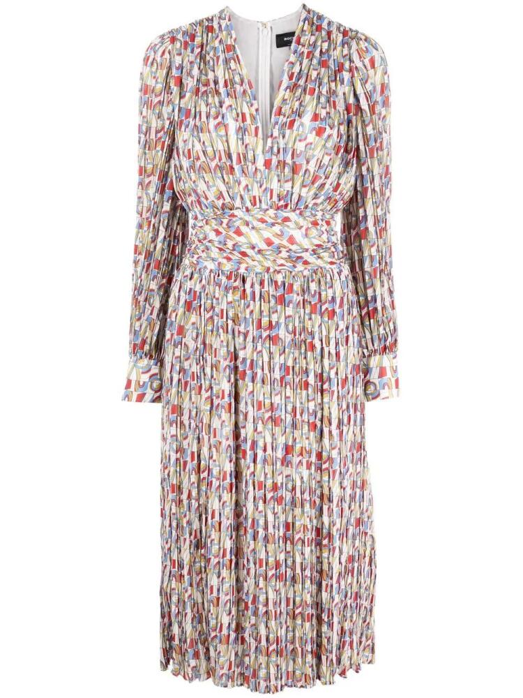 Rochas pleated geometric-print dress - Neutrals Cover