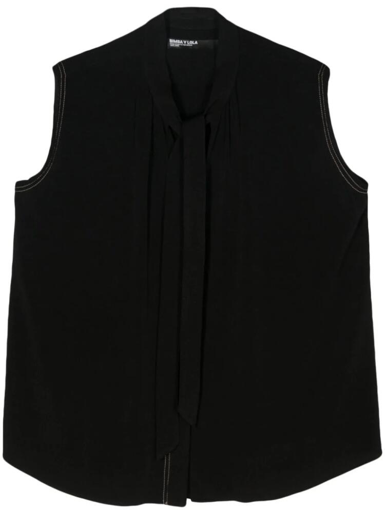 Bimba y Lola sleeveless pussy-bow collar top - Black Cover