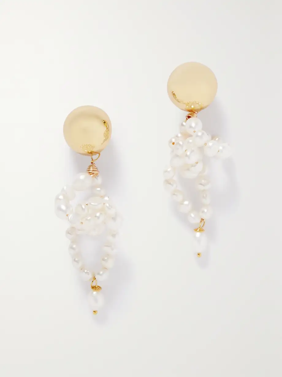 PEARL OCTOPUSS.Y - Gold-plated Pearl Earrings - White Cover