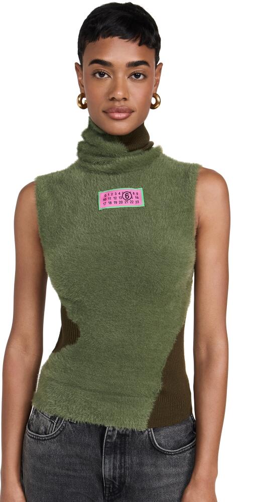 MM6 Maison Margiela Furry Intarsia Knit Sweater Vest Sage Cover