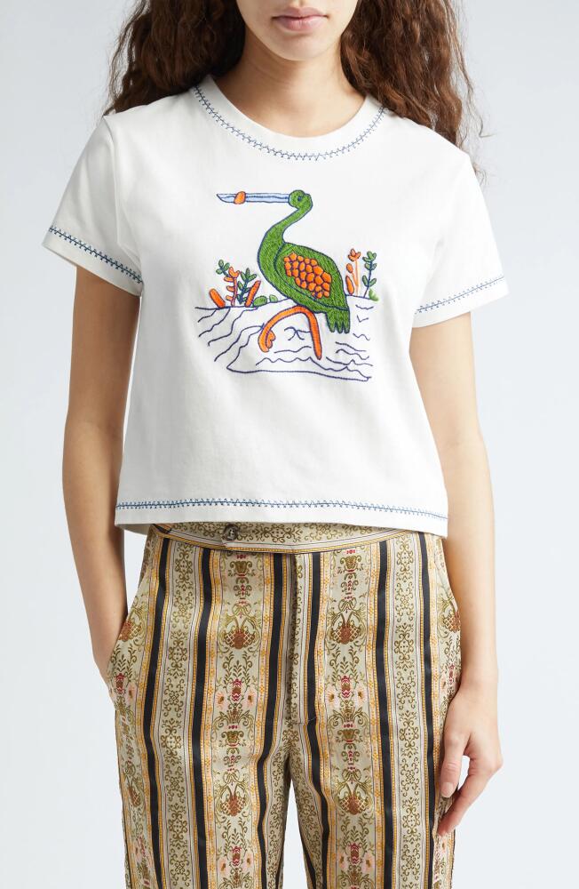 Bode Embroidered Heron T-Shirt in Cream Cover