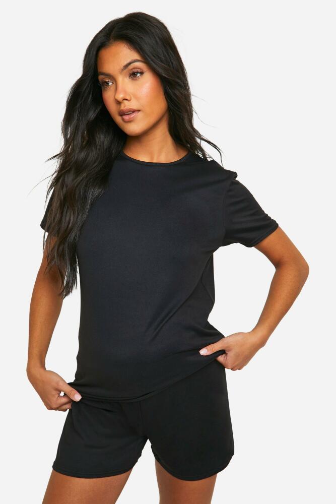 boohoo Womens Maternity Super Soft T-Shirt And Short Lounge Set - Black Cover