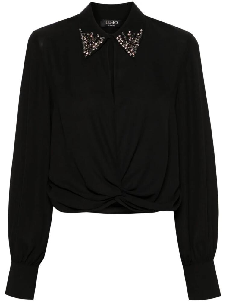 LIU JO gathered-detailed semi-sheer blouse - Black Cover