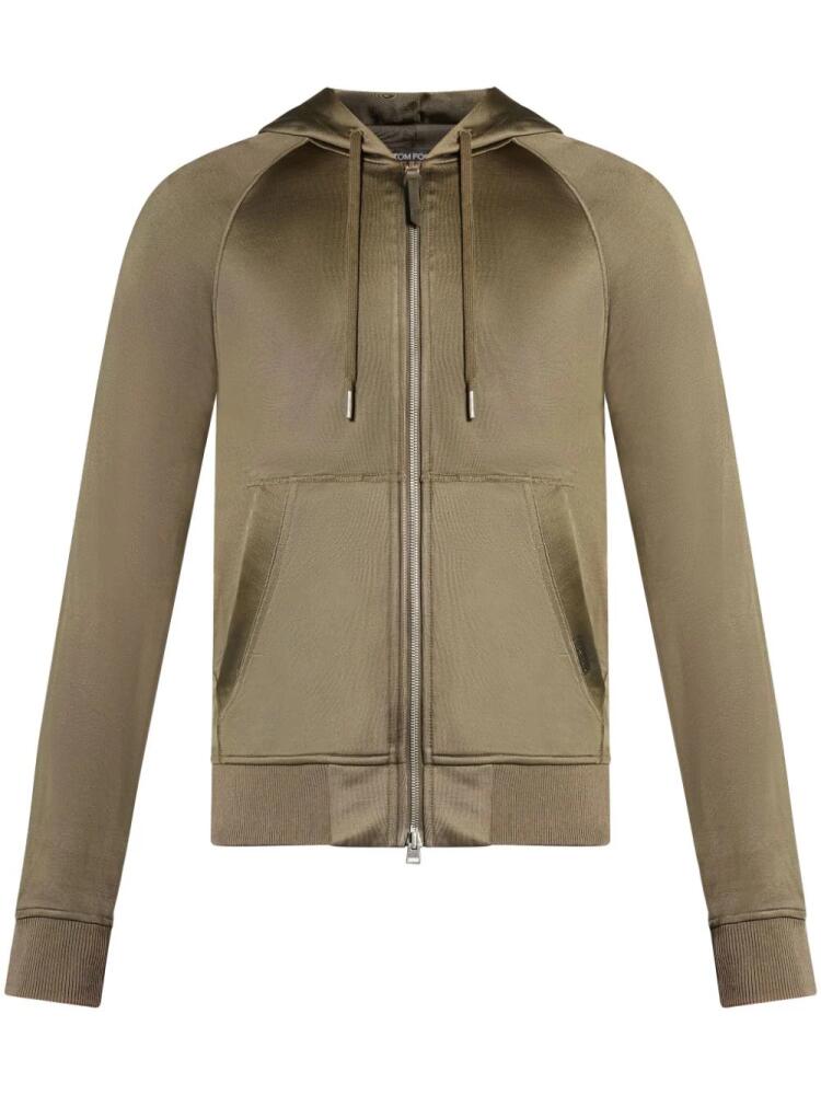 TOM FORD zip-fastening hooded cardigan - Green Cover