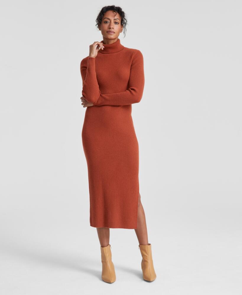 Charter Club Women's 100% Cashmere Turtleneck Midi Sweater Dress, Regular & Petites, Created for Macy's - Bronze Pecan Cover