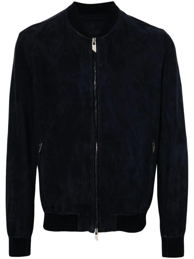 Salvatore Santoro zip-up suede bomber jacket - Blue Cover