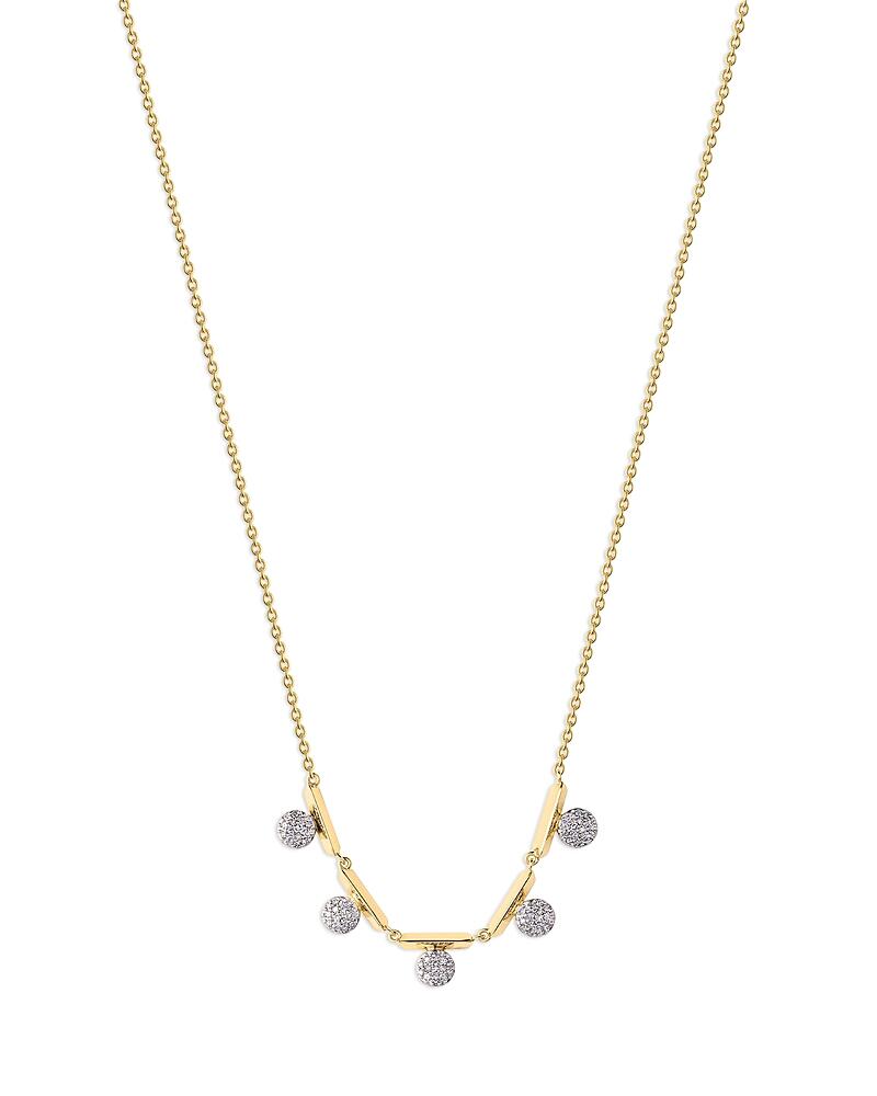 Phillips House 14K Yellow Gold & Rhodium Diamond Knife Edge 5 Station Offset Mini Infinity Necklace, 16-18 Cover