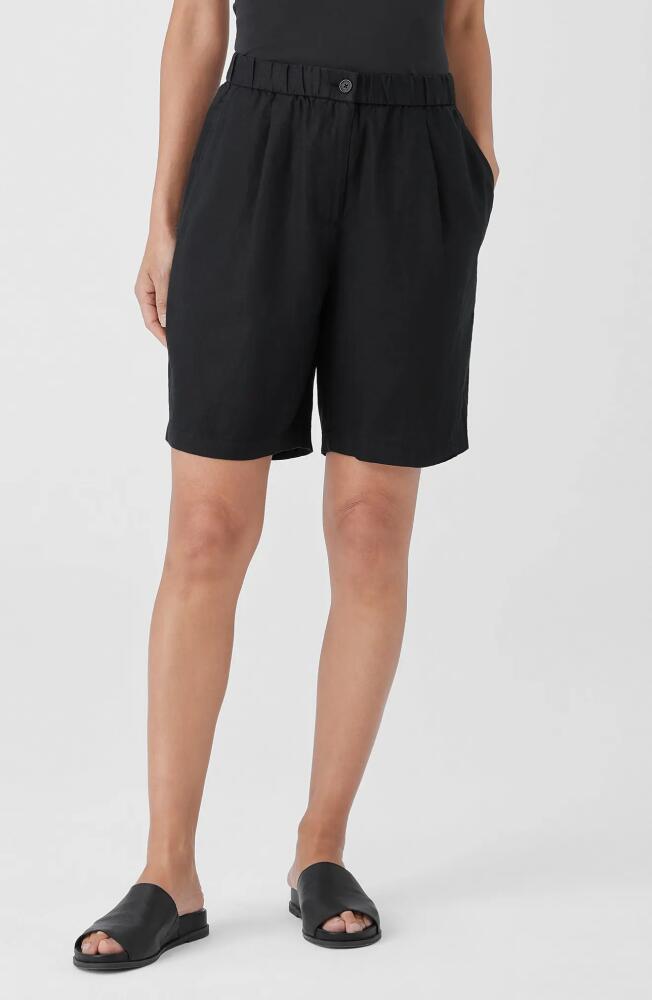 Eileen Fisher Organic Linen Shorts in Black Cover