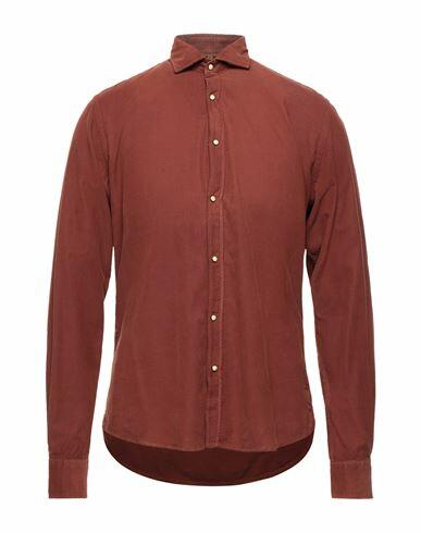 Yes Zee By Essenza Man Shirt Rust Cotton Cover