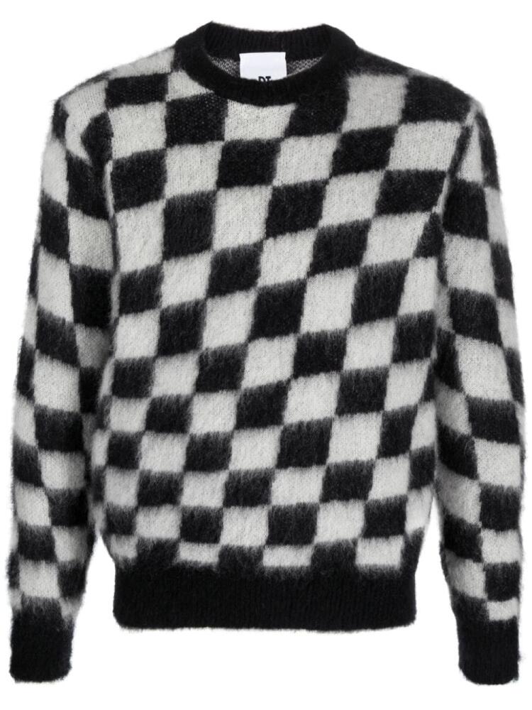 PT Torino checkerboard mohair-blend jumper - Black Cover