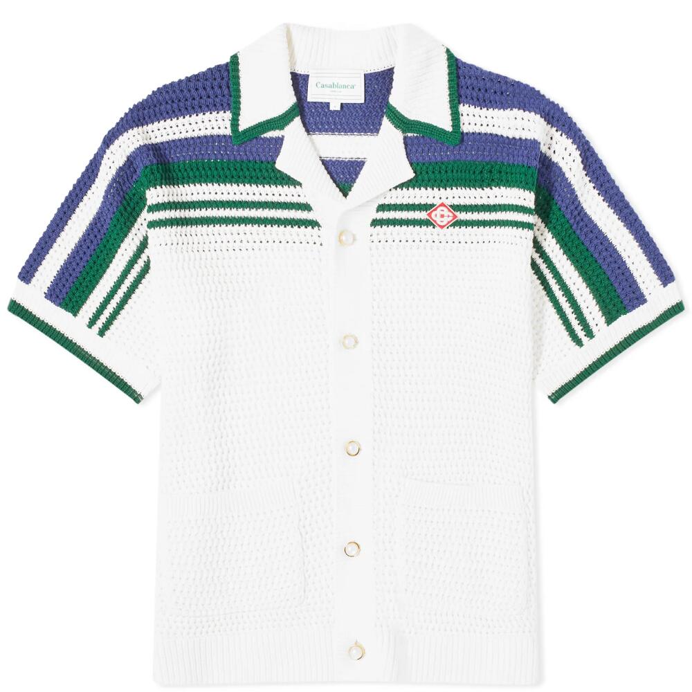 Casablanca Men's Crochet Tennis Shirt in White/Green Cover