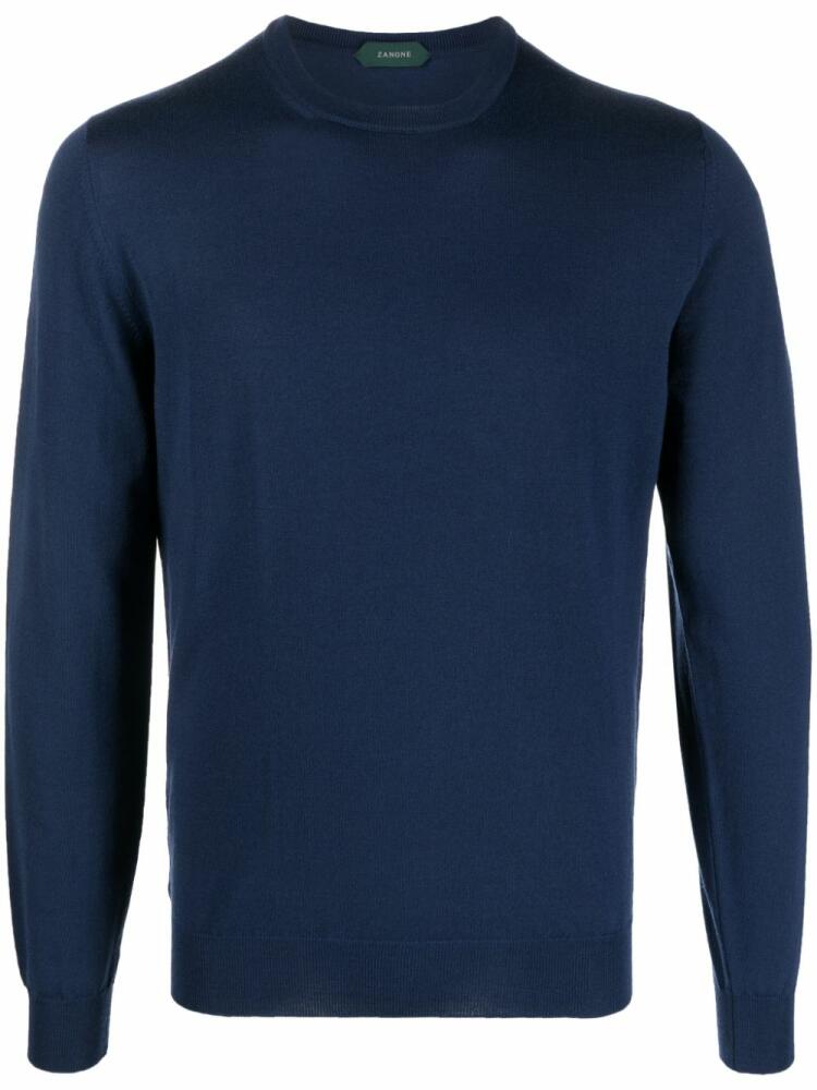 Zanone fine-knit crew-neck jumper - Blue Cover