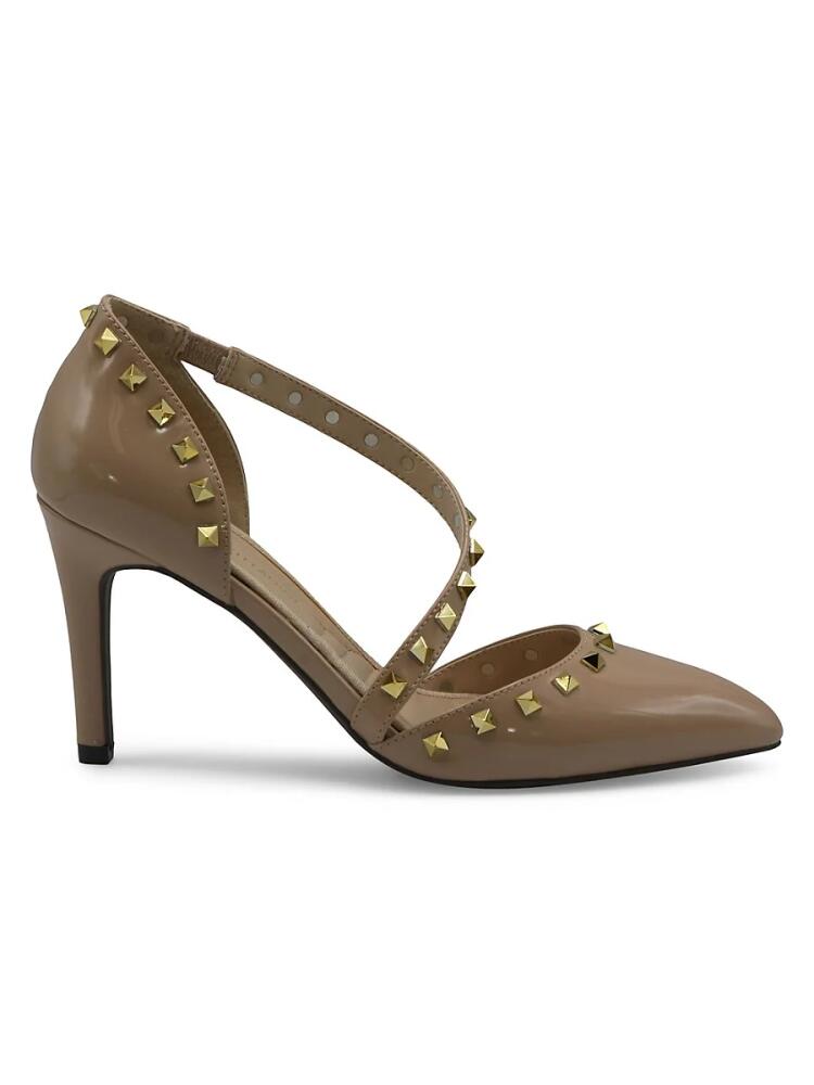 Adrienne Vittadini Women's Newly Faux Suede Studded Pumps - Nude Cover