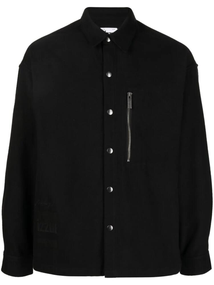 izzue logo-embroidered long-sleeve shirt - Black Cover