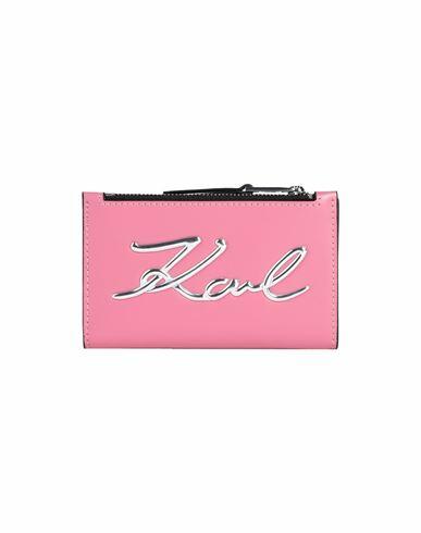 Karl Lagerfeld K/signature Sp Folded Zip Ch Woman Wallet Pink Bovine leather Cover