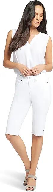 NYDJ Petite Bike Capris Riveted Sideseam Slits in Optic White (Optic White) Women's Clothing Cover