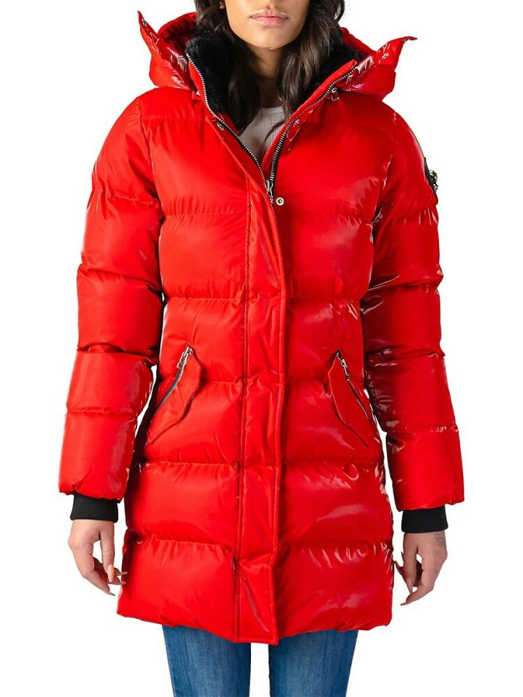 Woodpecker Women's Penguin Faux Fur Lined Puffer Coat - All Wet Red Cover