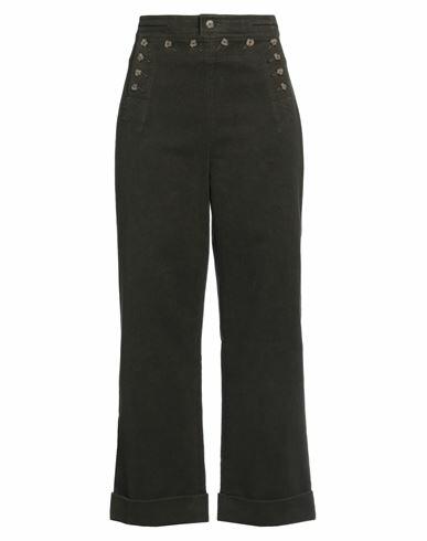 Tory Burch Woman Pants Military green Cotton Cover