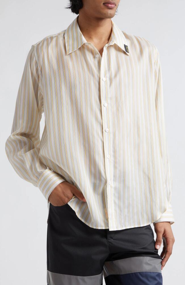 Martine Rose Classic Stripe Button-Up Shirt in Yellow/White Stripe Cover