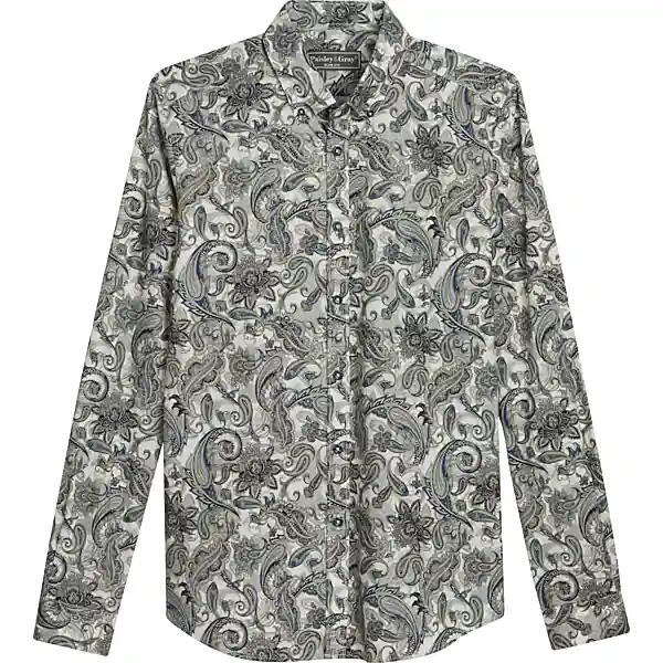 Paisley & Gray Big & Tall Men's Slim Fit Paisley Sport Shirt Cream Cover