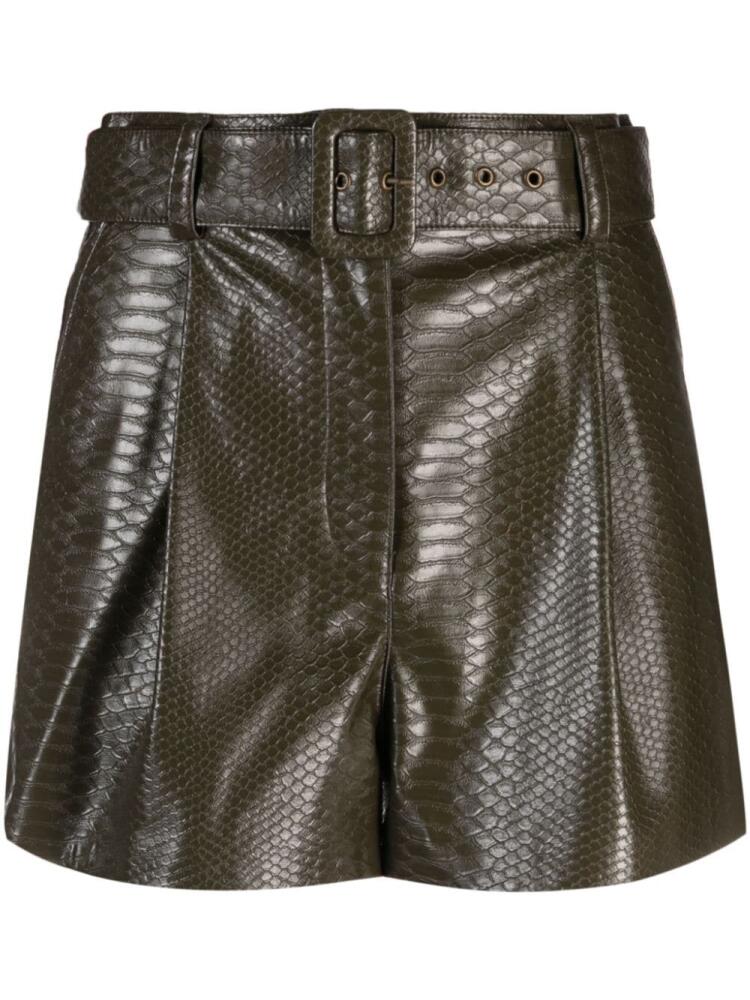 TWINSET snakeskin-effect belted mini shorts - Green Cover