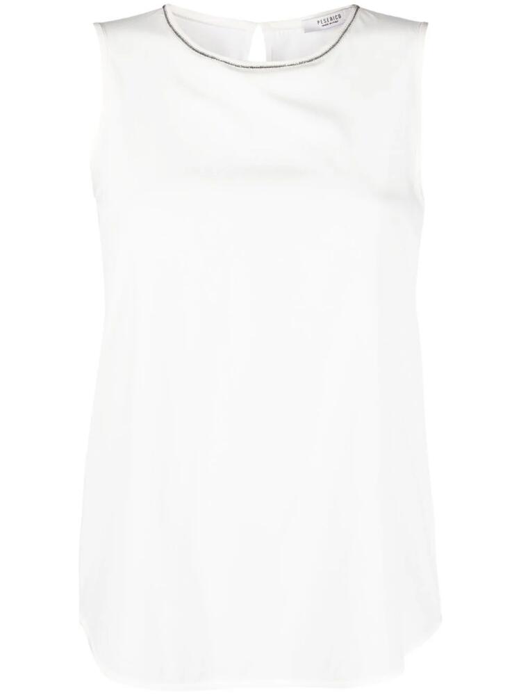 Peserico beaded-trim sleeveless blouse - White Cover