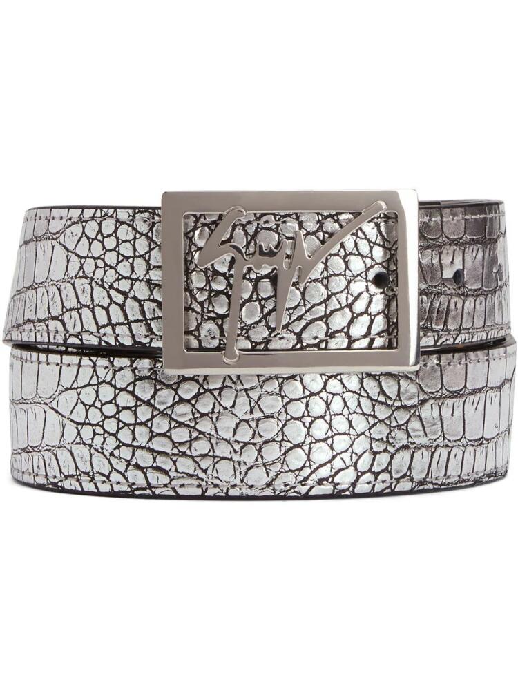 Giuseppe Zanotti Linum snakeskin-effect belt - Silver Cover