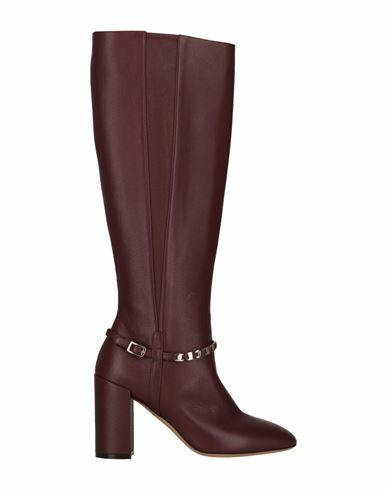 Ferragamo Triba Leather Knee-high Boots Woman Boot Red Calfskin, Lambskin Cover