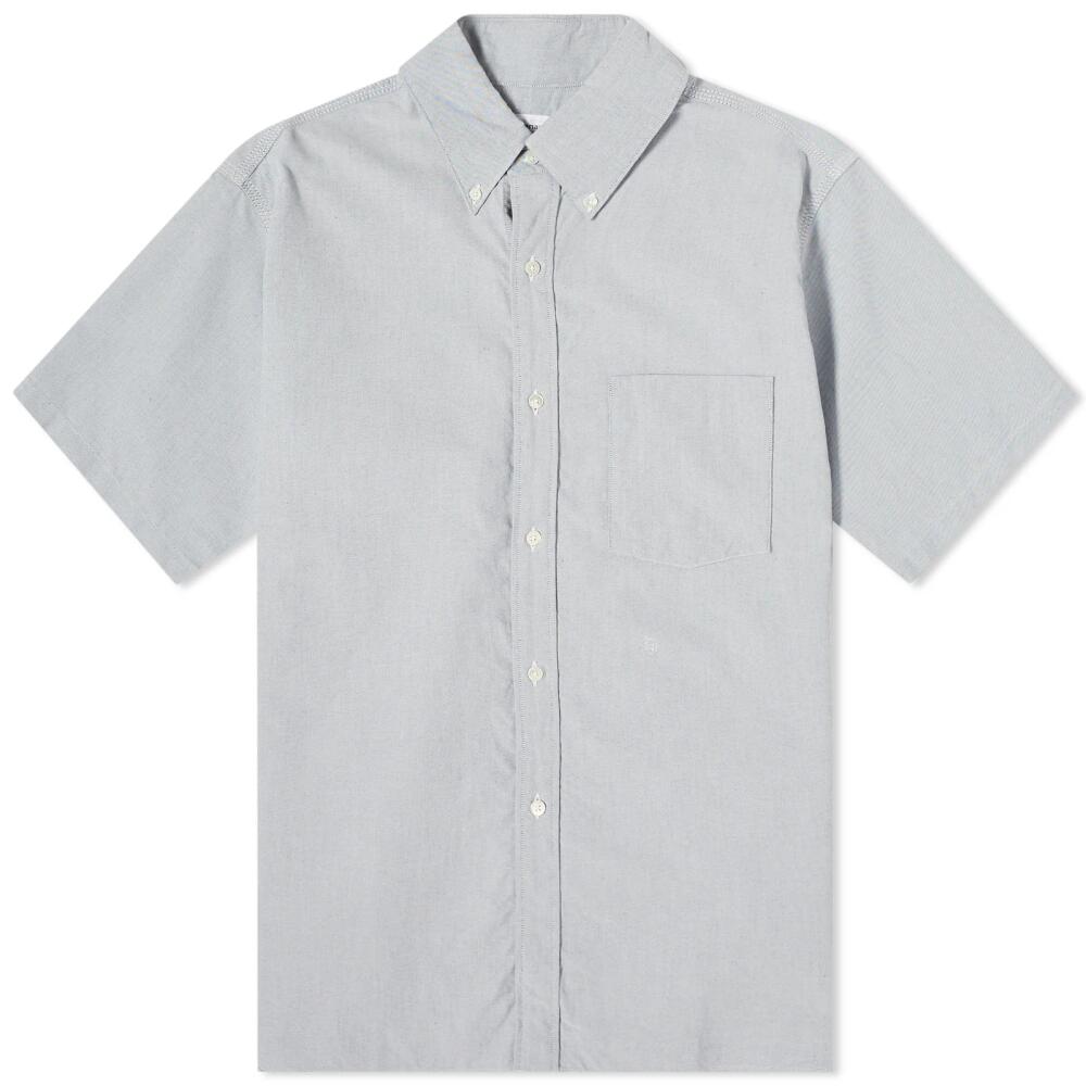 Nanamica Men's Short Sleeve Button Down Wind Shirt in Greyish Navy Cover