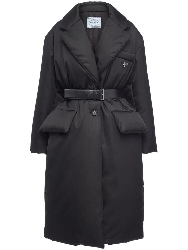 Prada Re-Nylon belted padded coat - Black Cover