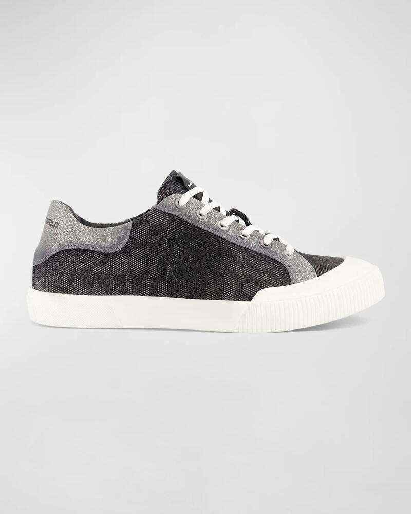 Karl Lagerfeld Paris Men's Denim Side Logo Low-Top Sneakers Cover