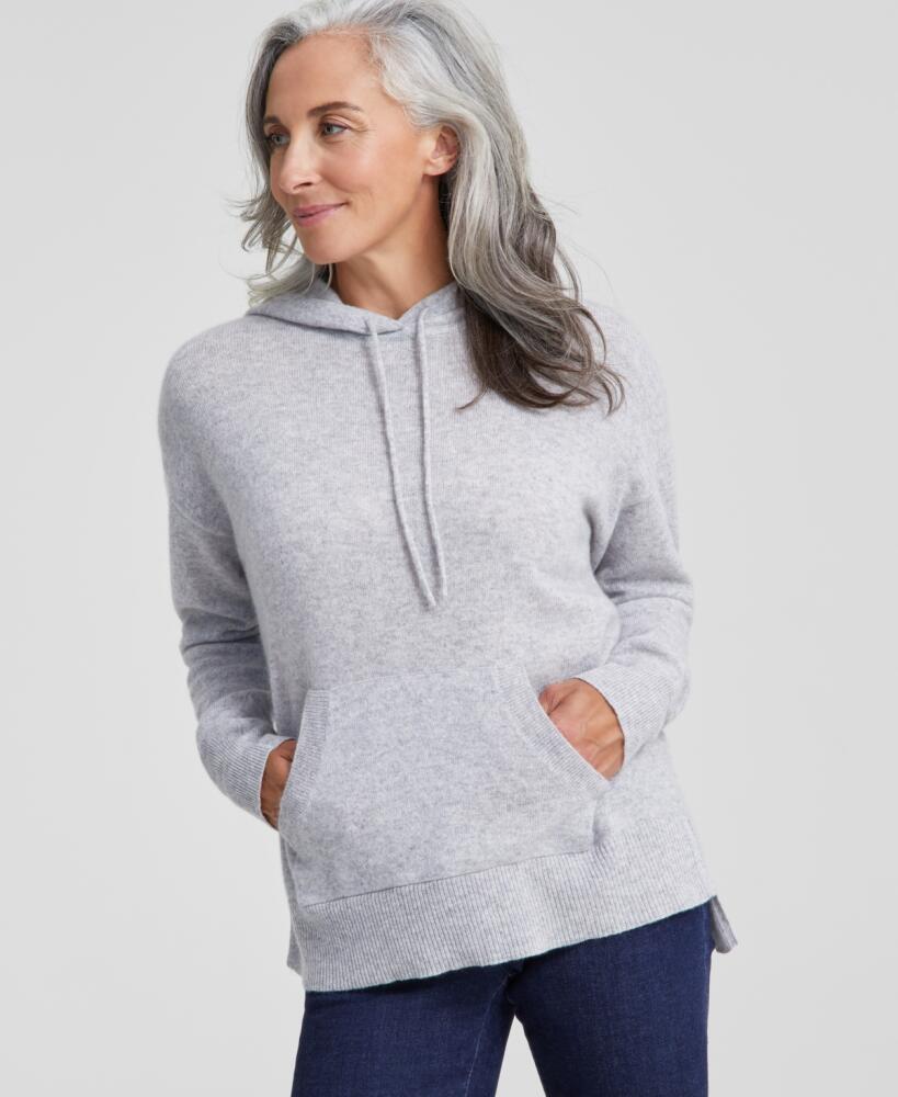 Charter Club Women's Solid 100% Cashmere Hooded Sweater, Regular & Petites, Created for Macy's - Ice Grey Heather Cover