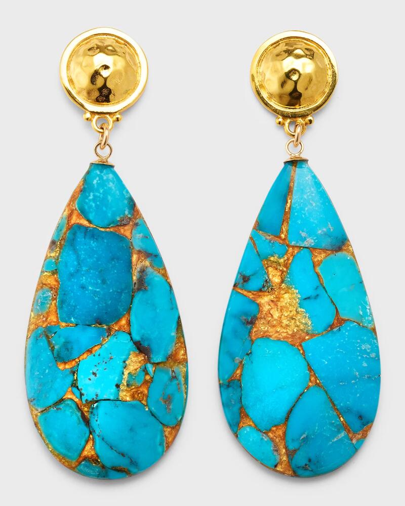 Devon Leigh 18K Gold-Plated Post Turquoise Drop Earrings Cover