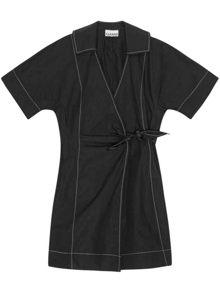 GANNI contrast-stitch mini dress - Black Cover