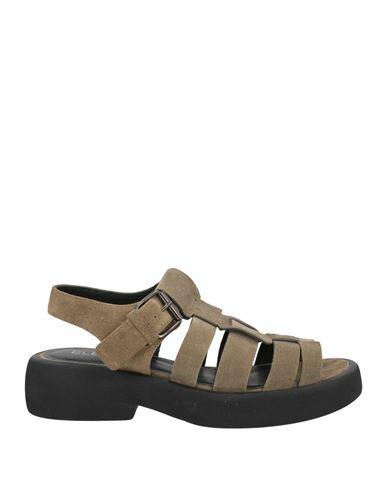 Elena Iachi Woman Sandals Military green Leather Cover