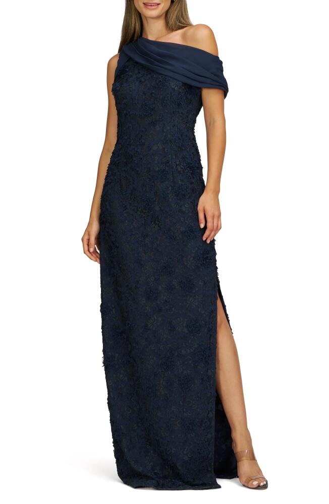 JS Collections Elodie Floral One-Shoulder Cotton Blend Gown in Deep Navy Cover