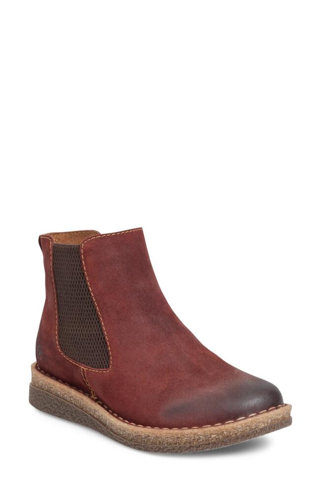 Børn Faline Wedge Chelsea Boot in Dark Red Distressed Cover