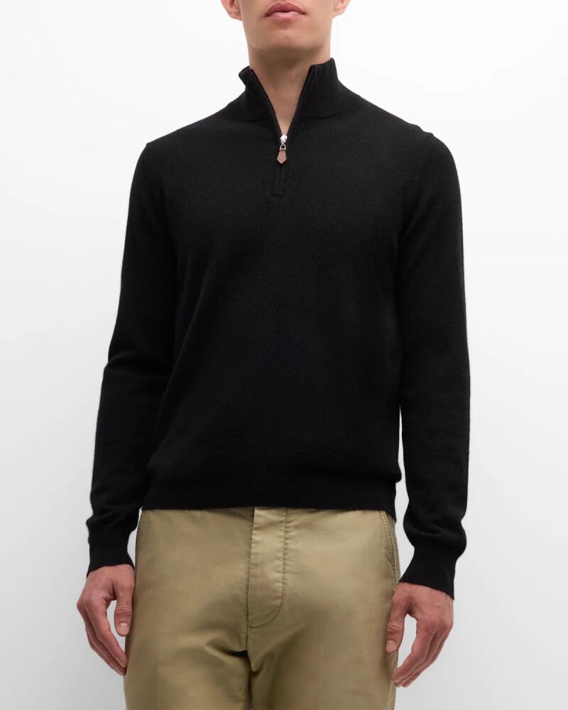 Neiman Marcus Cashmere Collection Men's Cashmere Quarter-Zip Sweater Cover