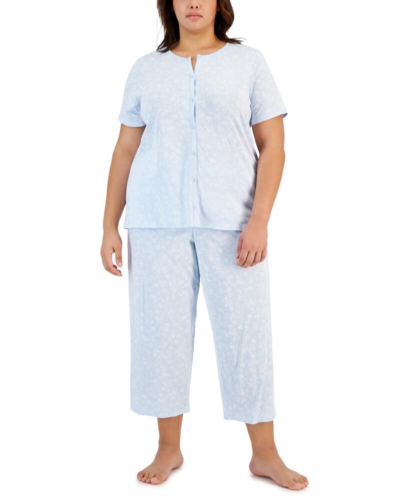 Charter Club Plus Size 2-Pc. Cotton Cropped Pajamas Set, Created for Macy's - Paisley Floral Cover